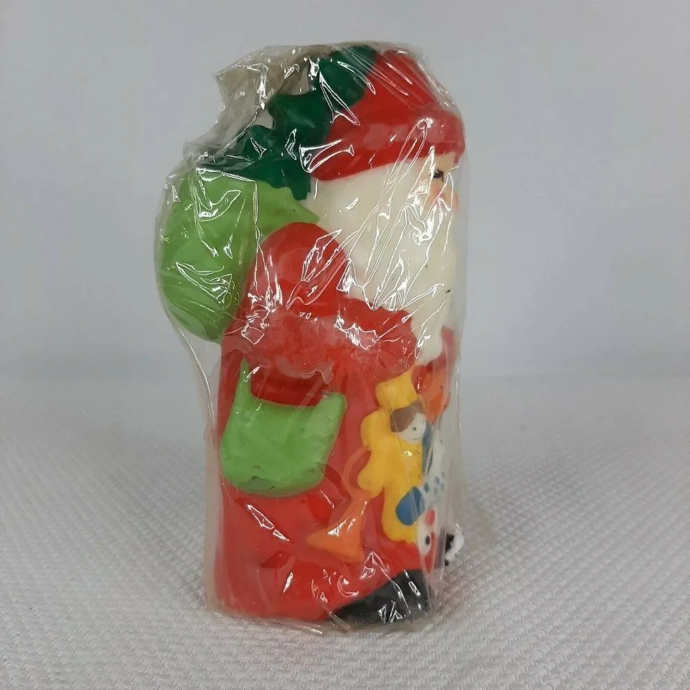 Vintage 1960s Wax Candle Santa Sack Of Toys New Sealed 7